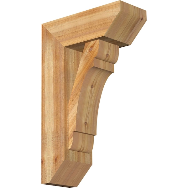 Ekena Millwork Olympic Slat Rough Sawn Bracket w/ Offset Brace, Western Red Cedar, 8"W x 20"D x 32"H BKT0806X20X32OLY06RWR - main